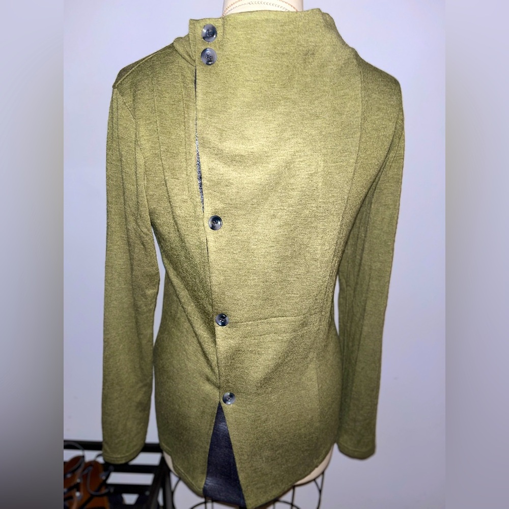 The Lees, Men’s Moto Style Sweater, Military Green, Size XXL